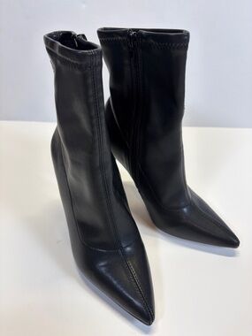 Bebe Black Pointed Toe Ankle Boots Stiletto Heel Zip Size 7
